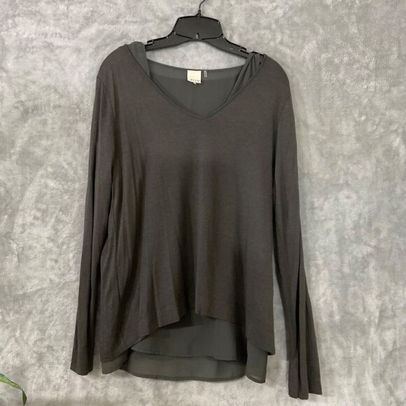 ecru Modal -Cashmere Tunic Top women’s L green long sleeve v-neck soft casual - Picture 4 of 12